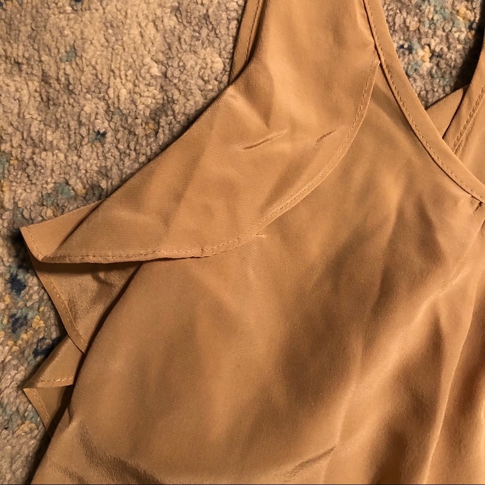 Alice & Trixie Nude Tan Ruffle Racerback Silk Top - Picture 3 of 11